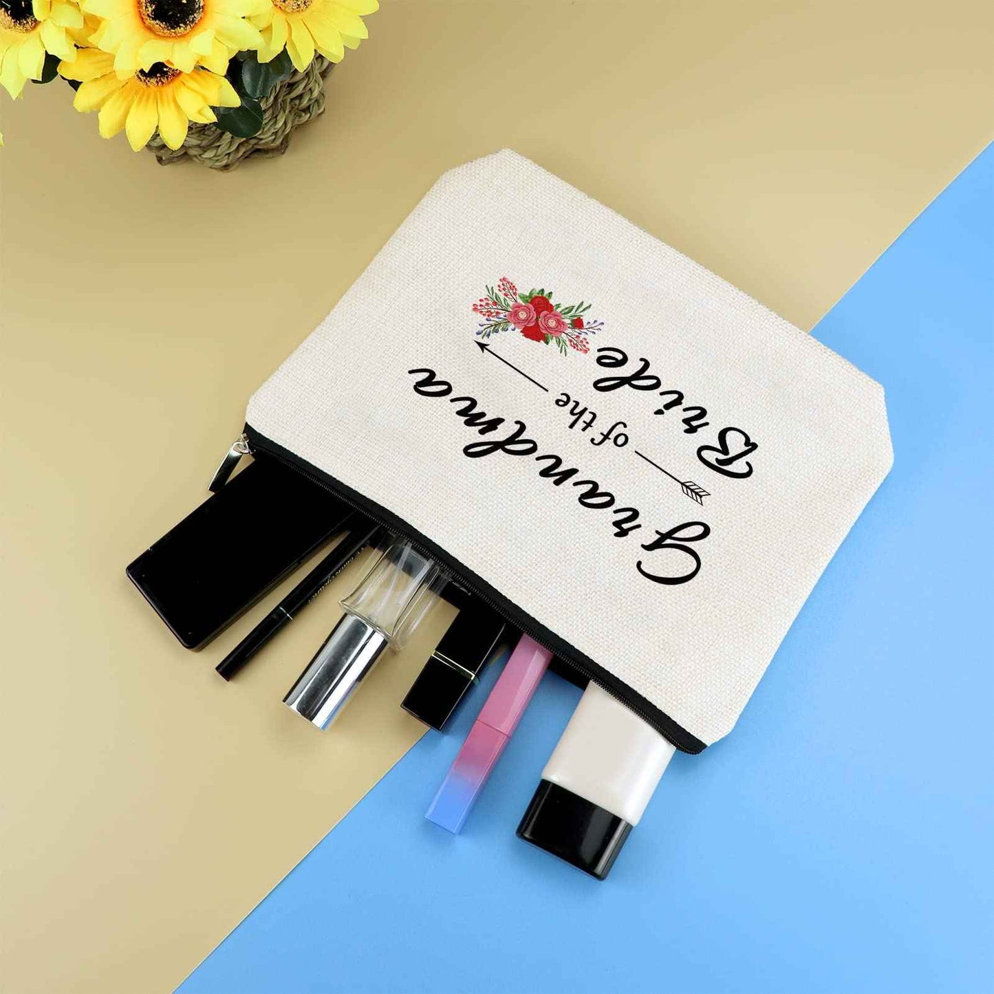 Grandma of the Bride Makeup Bag Gifts Grandmother of the Bride Gift Wedding Party Bridal Shower Engagement Birthday Gift for Grandma of the Bride Grandmother Gift from Granddaughter Cosmetic Bag Pouch