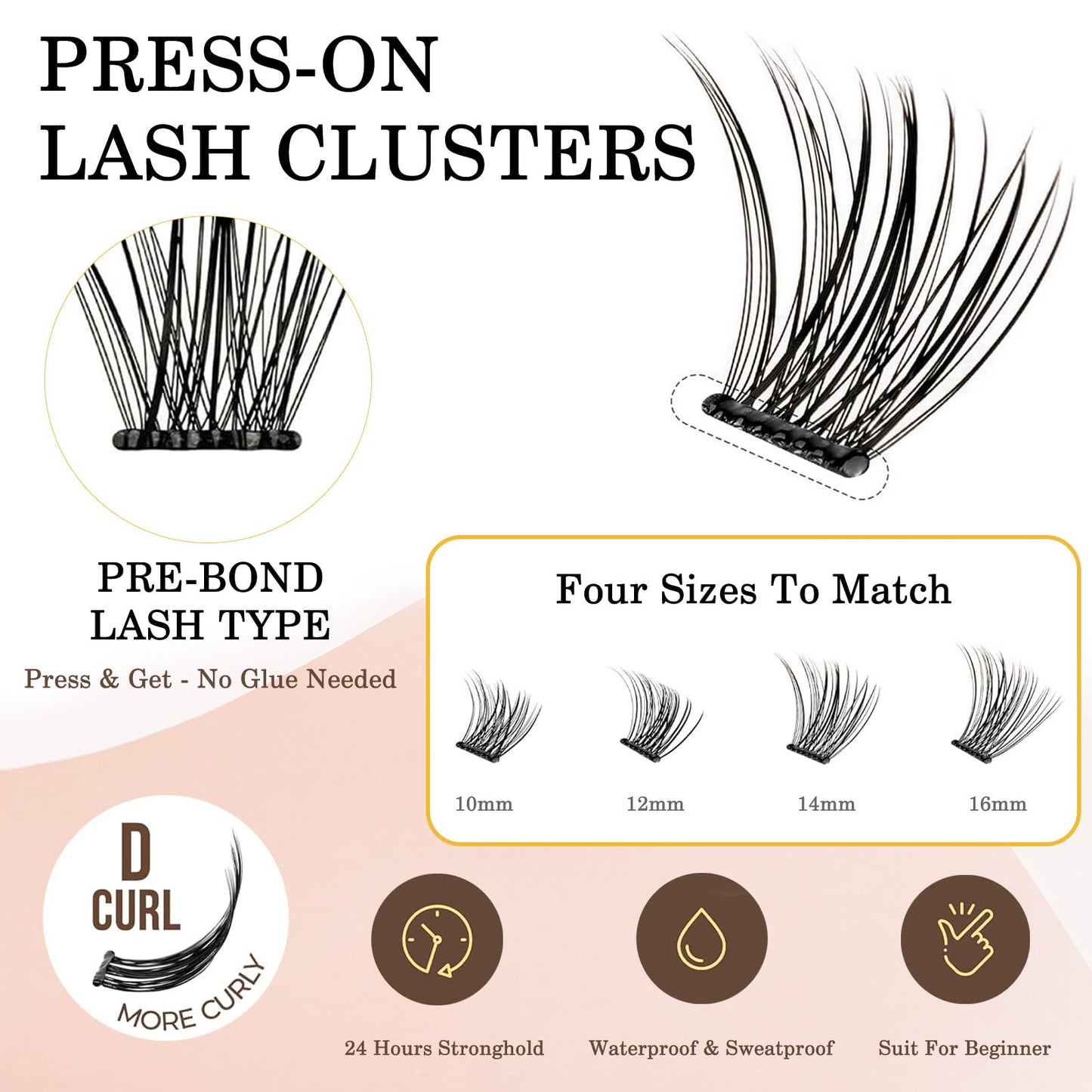 120Pcs Self Adhesive Eyelashes Natural Look, No Glue Needed Lash Clusters, Reusable Lashes Self Adhesive for Beginners, DIY Lash Extensions for Home Use, with Eyelash Clusters Tweezer