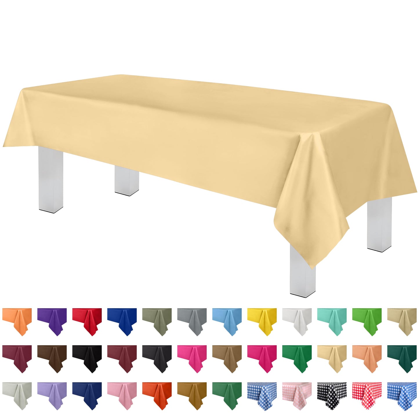 Grandipity Ivory 12 Pack Premium Disposable Plastic Tablecloth 54 Inch. x 108 Inch. Decorative Rectangle Table Cover