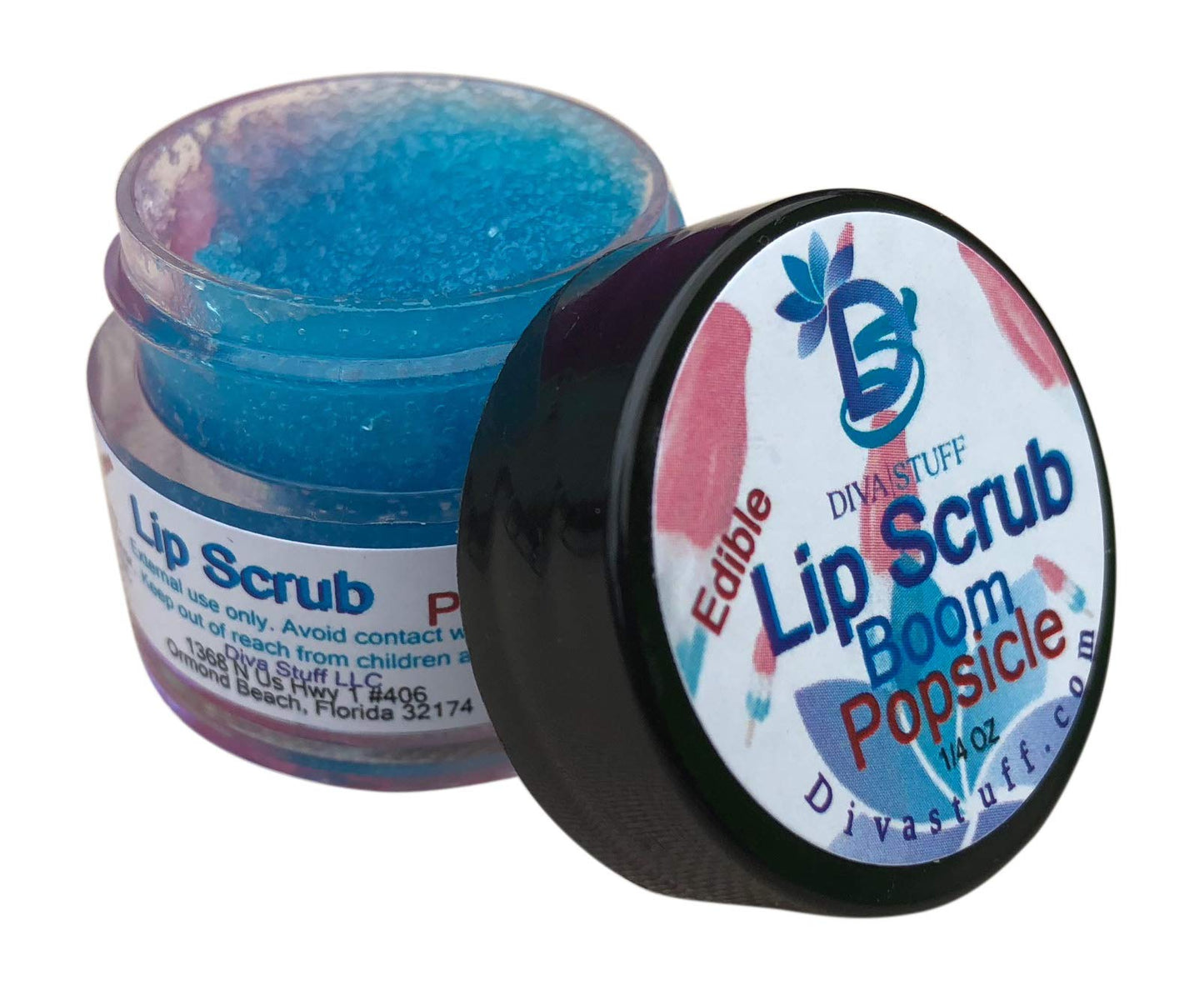 Diva Stuff Ultra Hydrating Lip Scrub for Soft Lips, Gentle Exfoliation, Moisturizer & Conditioner, Boom Popsicle – ¼ oz (Made in the USA)