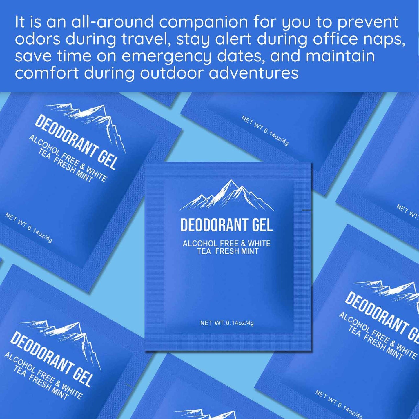 fafortune 0.14oz Bulk Deodorant Gel Individually Wrapped,Trial Size Deodorant Mini Travel Size,Natural Mint And White Tea & Aluminum Free,Great for Travel Homeless Shelters Charities Hotels (200)