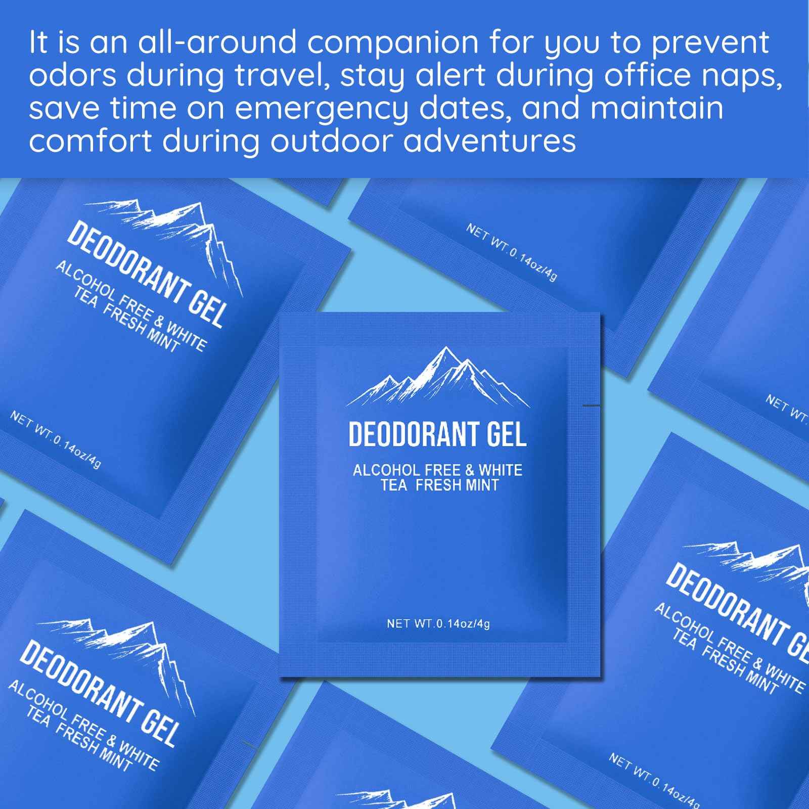 fafortune 0.14oz Bulk Deodorant Gel Individually Wrapped,Trial Size Deodorant Mini Travel Size,Natural Mint And White Tea & Aluminum Free,Great for Travel Homeless Shelters Charities Hotels (200)