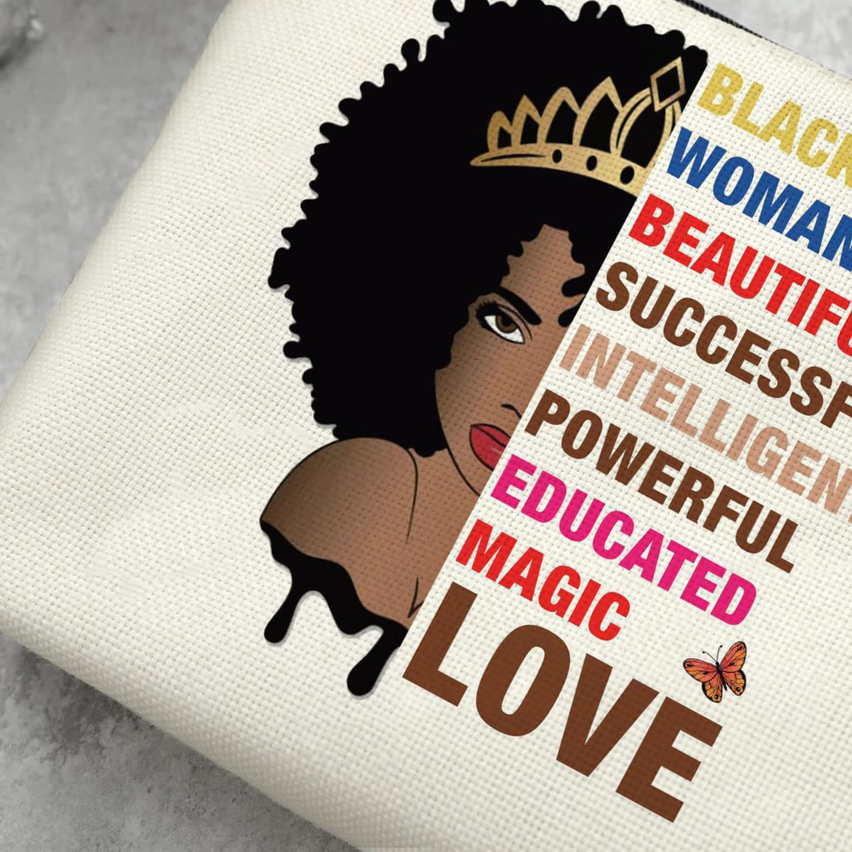 Black Woman Makeup Bag Afro Black Girl African American Cosmetic Bag Inspirational Gifts for Women Mom Sister Daughter Best Friends Nurse Coworker Bridesmaid Birthday Graduation Friendship Christmas