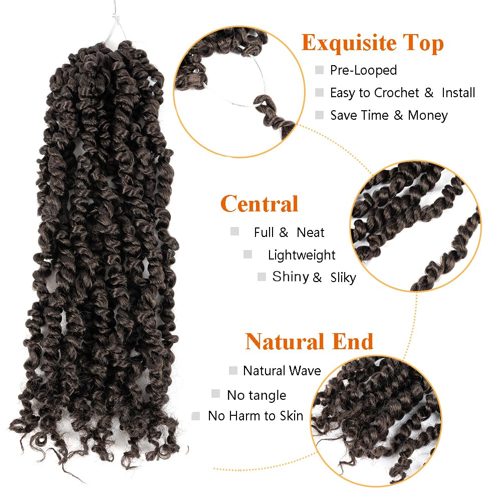 10 Inch Pre-twisted Passion Twist Crochet Hair 1 Packs Pre-looped Passion Twists Crochet Braids Synthetic Braiding Hair Extension (10 Inch (Pack of 1), 4#)