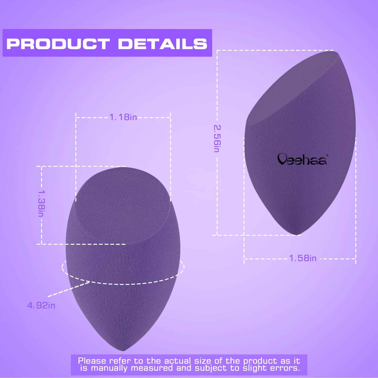 Veehaa 16PCS Makeup Sponge Set, Latex Free Makeup Blender for foundation, Makeup Sponges egg shaped, Makeup Sponges for all areas…