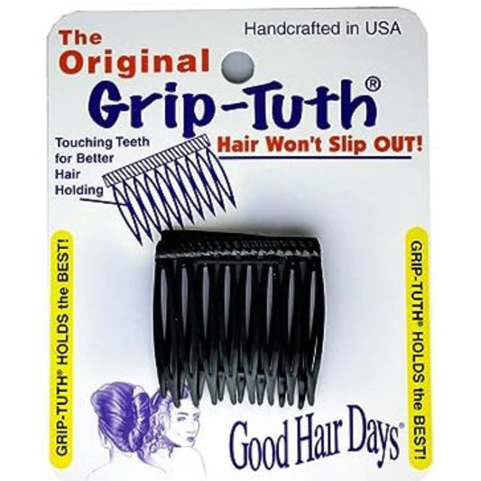 Good Hair Days Grip-Tuth Combs - Set Of 2 Hair Side Combs - Hair Combs For All Types Of Hair - Decorative & Hair Styling Women Accessories (Black, 1 ½ ″ Wide)