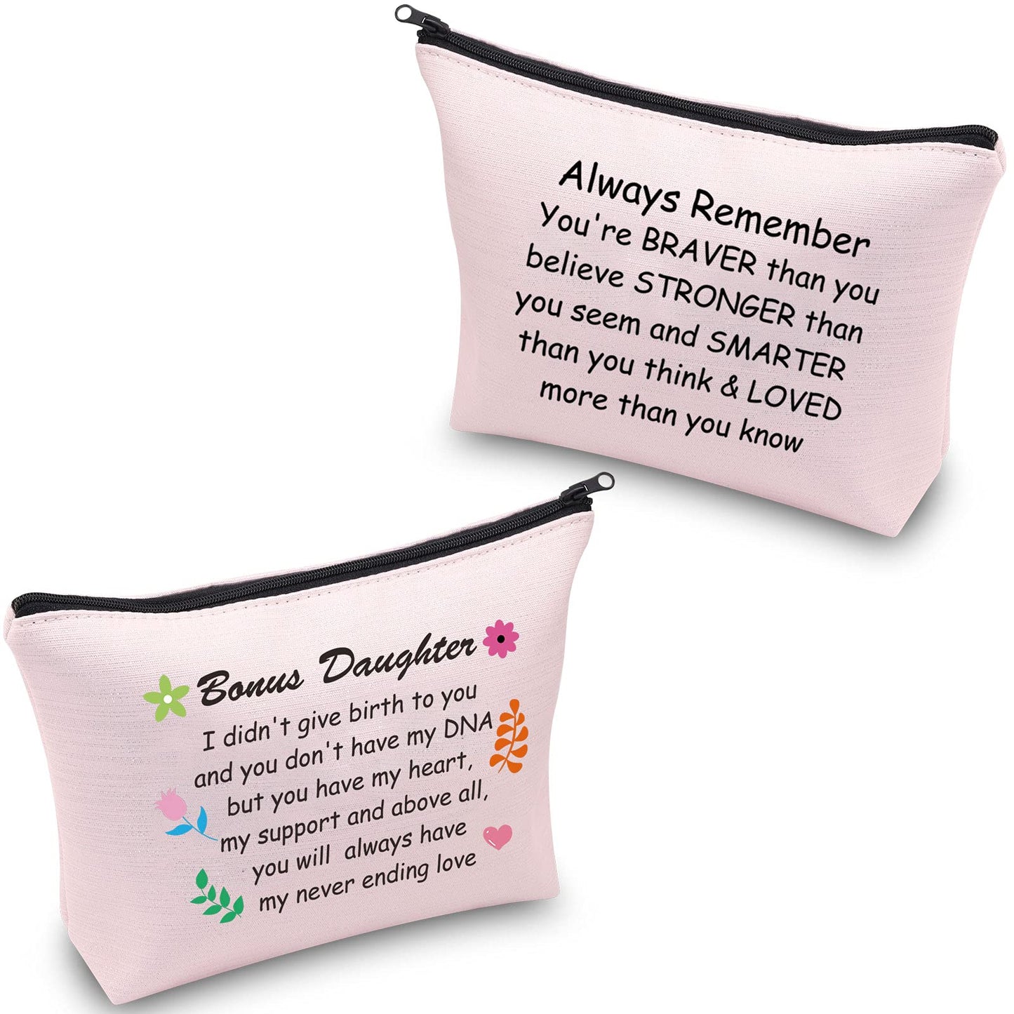 CMNIM Bonus Daughter Gifts Makeup Bag Step Daughter Gift from Mom Gift for Daughter In Law Cosmetic Bag Adoption Daughter Gifts You Will Always Have My Never Ending Love