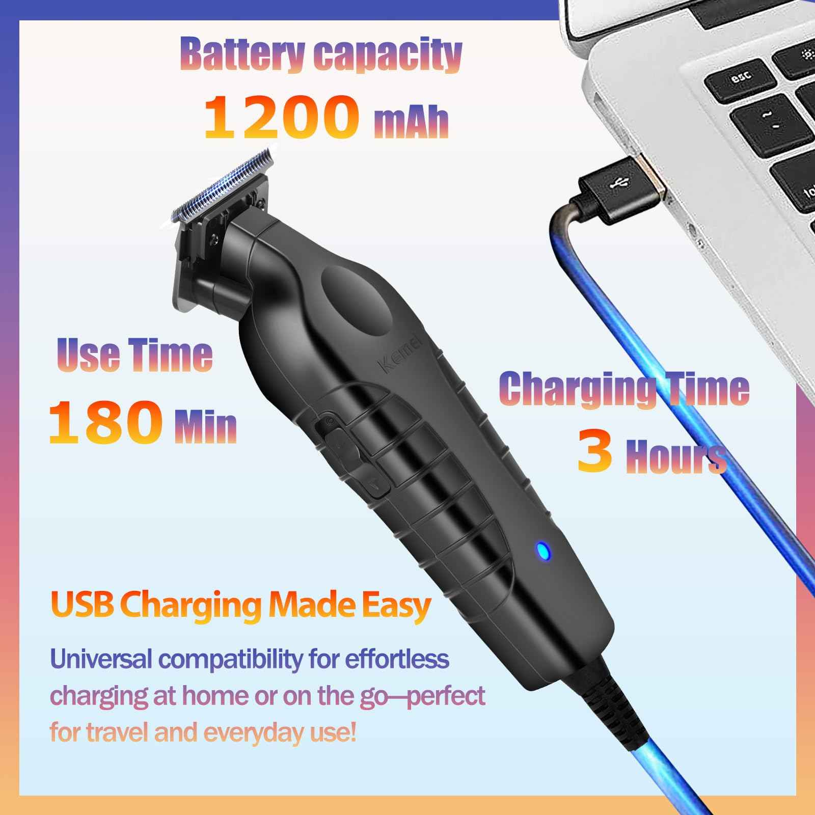 KEMEI 2299 Cordless Hair Clippers for Men Professional Zero Gapped Trimmer & Barber Hair Cutting Kit, Ideal Gifts for Men