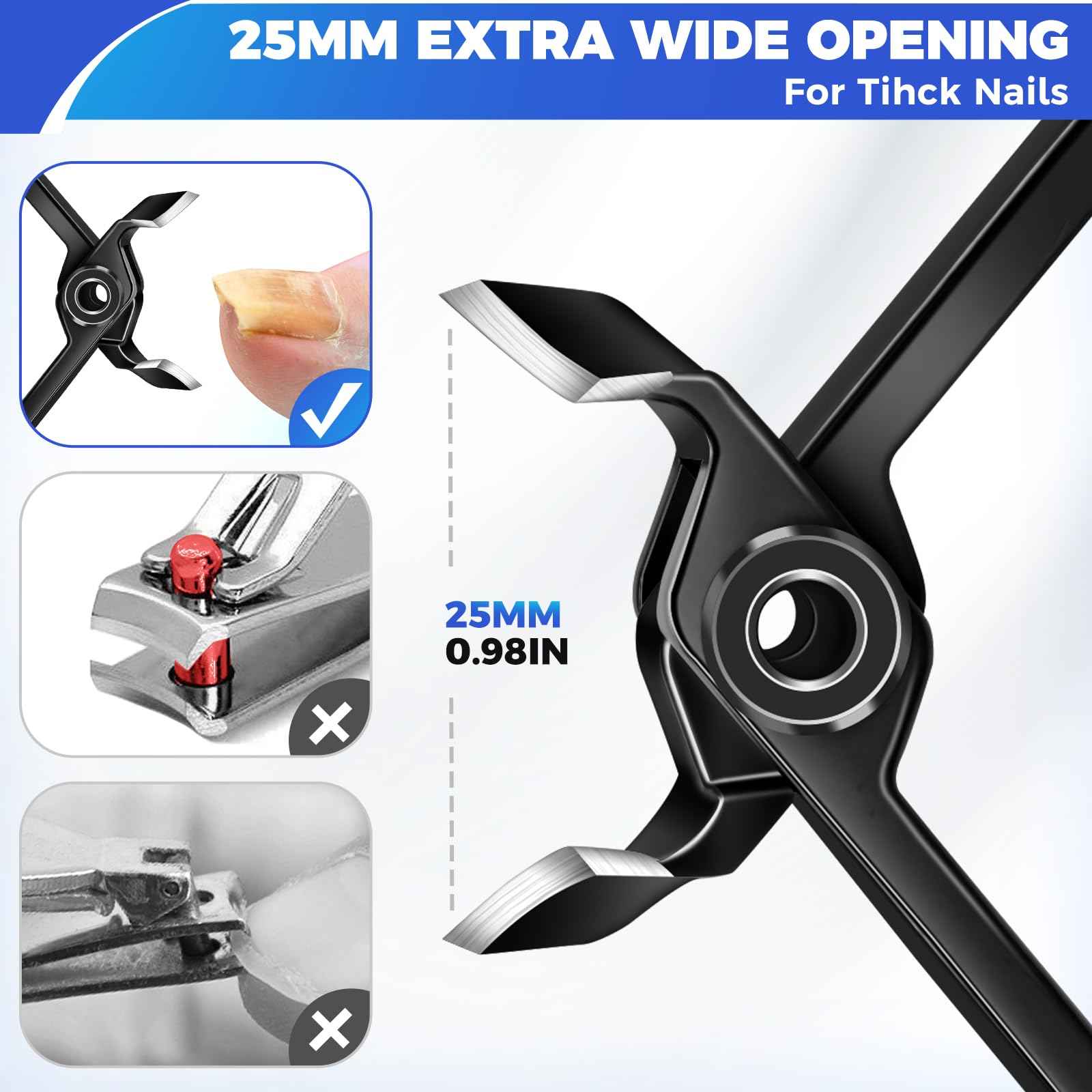 DRMODE Nail Clippers for Men Thick Nails, Angled Head Toe Nail Clippers for Thick Nails for Seniors, Slanted Nail Clippers for Thick Ingrown Nails with Wide Jaw, Heavy Duty Ingrown Toenail Clippers