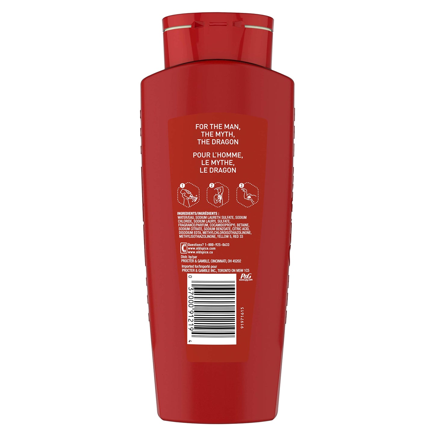 Old Spice Body Wash for Men, Wild Collection Dragonblast Scent, 21 Fl Oz, Red (Pack Of 4)