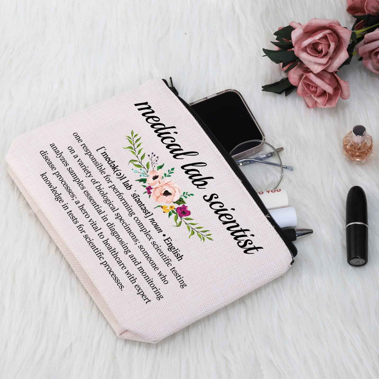 G2TUP Medical Lab Scientist Gift Medical Lab Scientist Definition Makeup Bag Lab Tech Cosmetic Bag Lab Technician Gift Science Geek Zipper Travel Bag (Medical Lab Scientist White Bag)