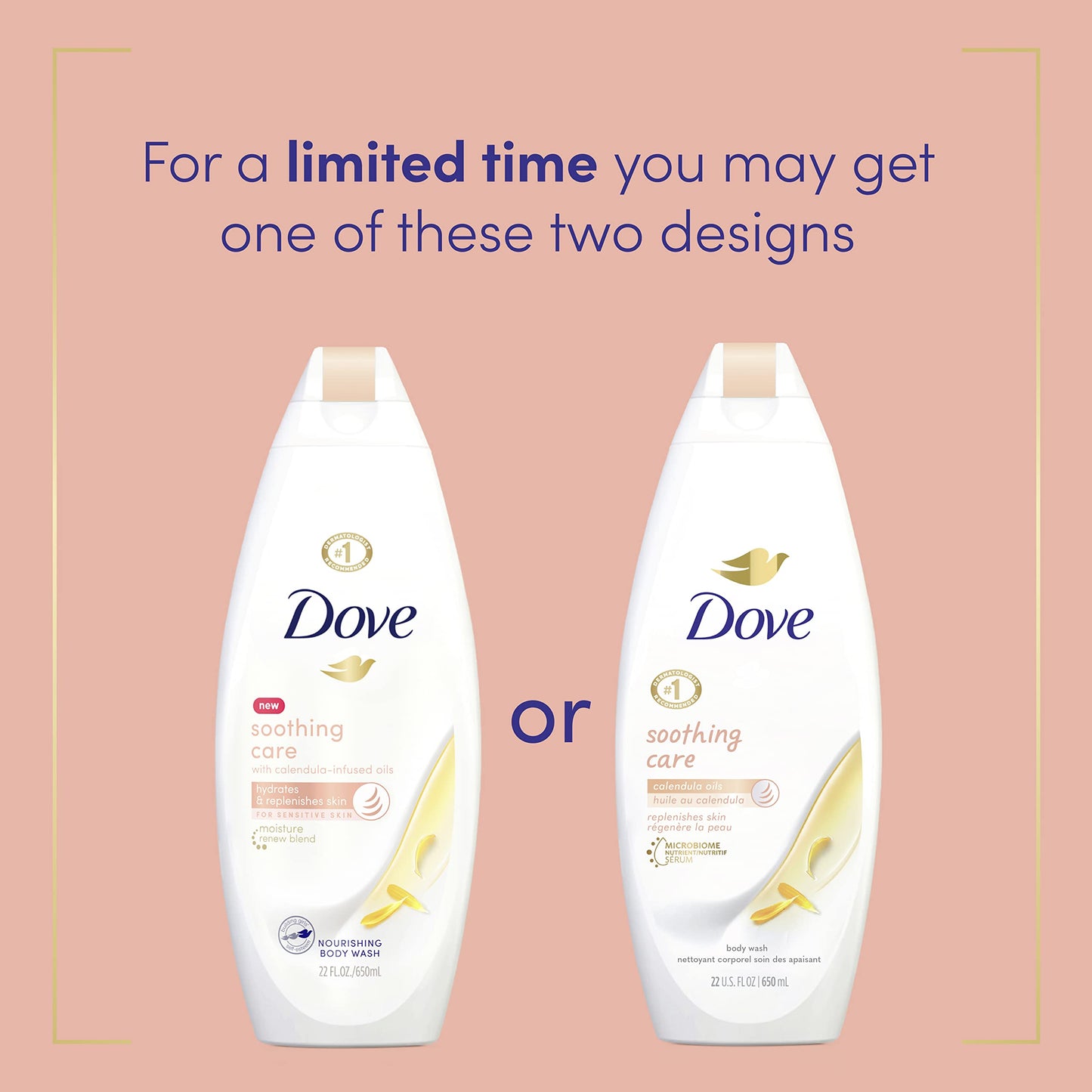 Dove Soothing Care Body Wash for Sensitive Skin with Calendula-Infused Oils Hydrates and Replenishes Skin Sulfate Free 22 oz 4 Count