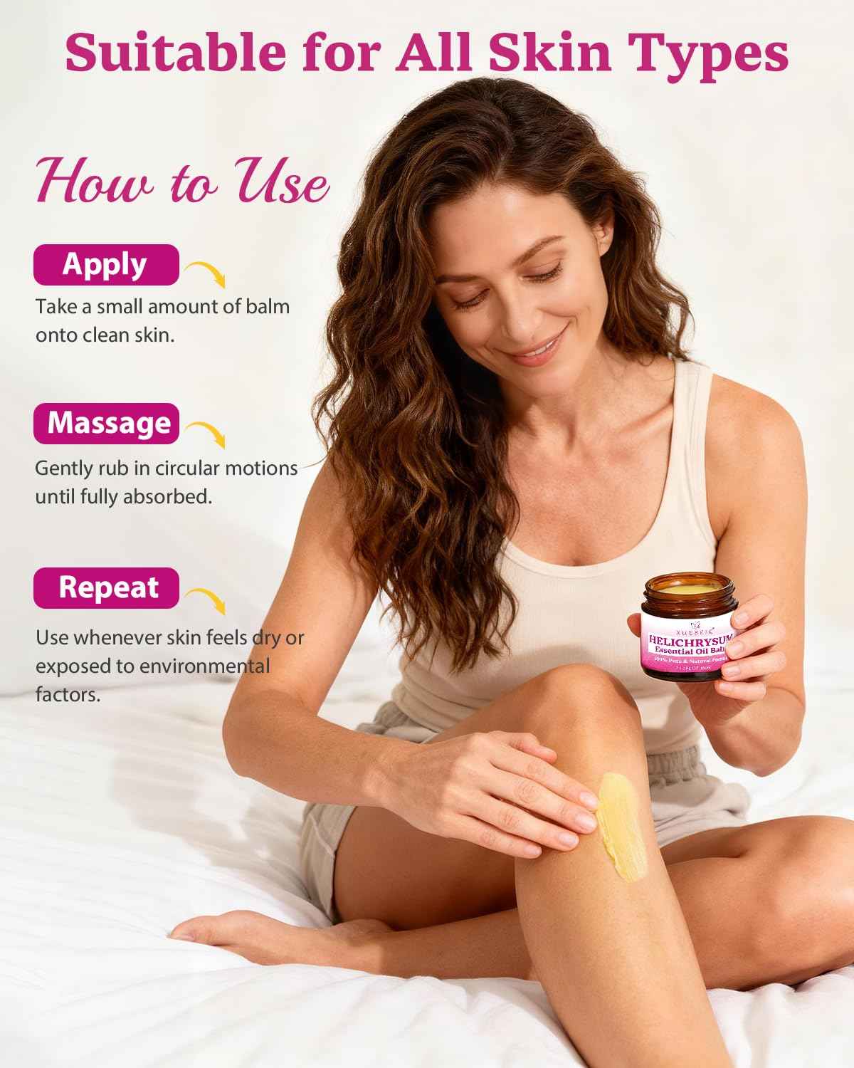 XUEBEIK Helichrysum Multipurpose Balm - Natural Soothing Hydrating Salve with Helichrysum Oil for Thin, Fragile, B-ruised & Aging Skin | Moisturizes & Revitalizes Body & Face - 60G/2OZ