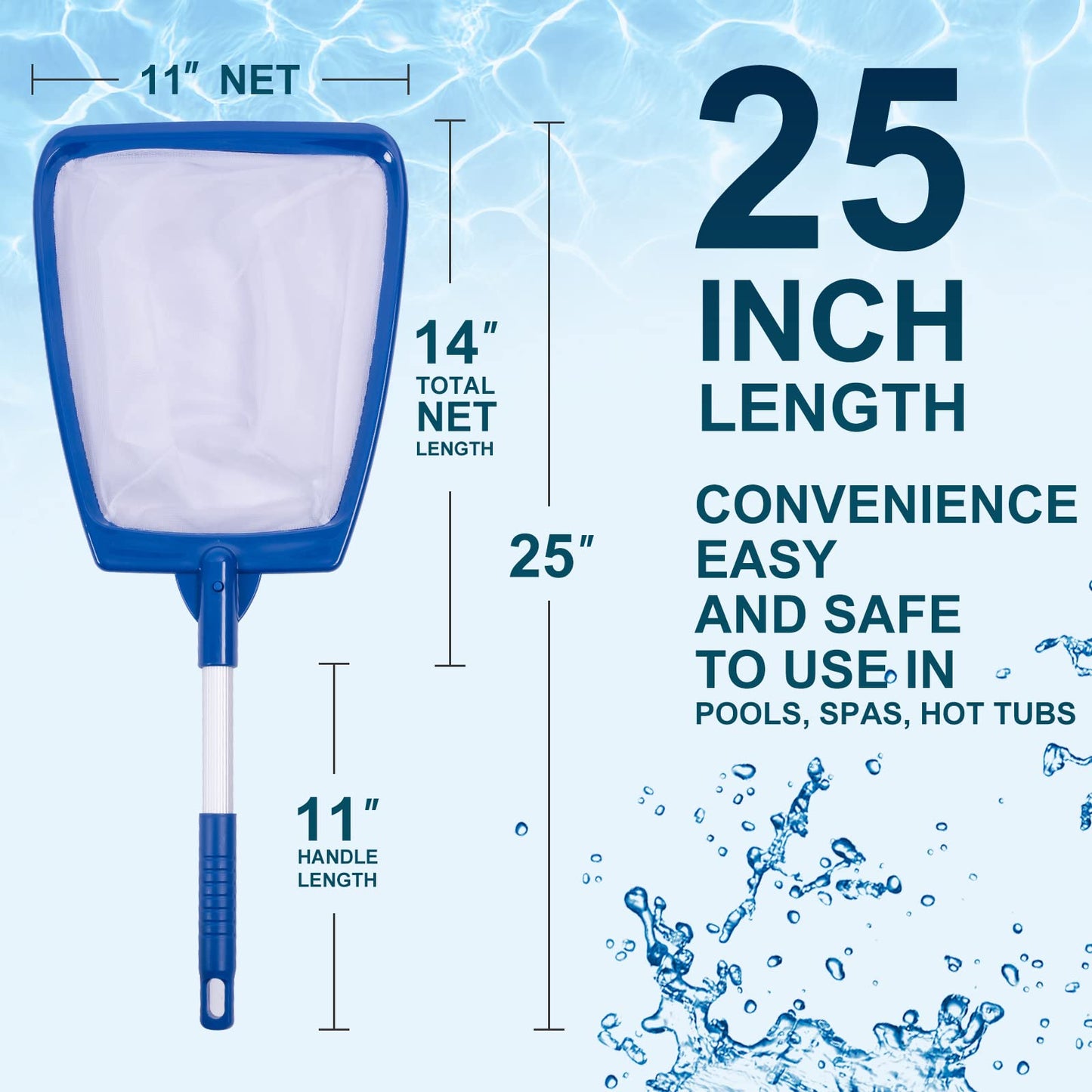 POOLAZA Hot Tub Skimmer Net Handheld, Professional Pool, Spa, Pound Skimmer Net with Aluminum Pole Handle, Deep Ultra Fine Mesh Netting Small Pool Skimmer Net, Upgrade Durable Hot Tub Net Hand Skimmer