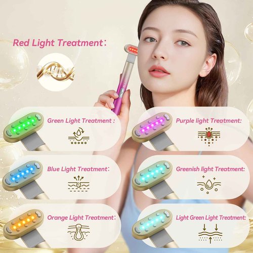 7 in 1 Red-Light-Therapy，Red Light Therapy for Face Eye Skincare Equipment at Home，Red for Skincare & Blue Rejuvenation Tool (Rose Purple)