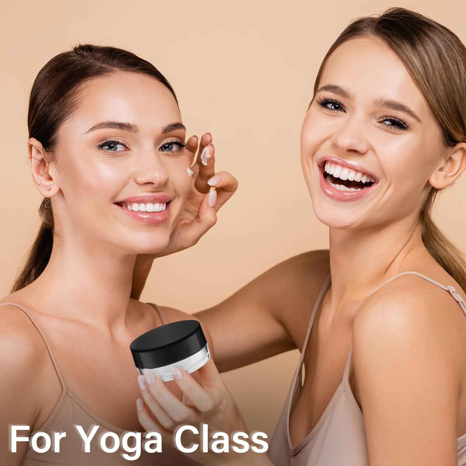 Jinei 500 Pcs 3g Empty Sample Containers with Lids Bulk Small Plastic Sample Jars Round 3ml Tiny Clear Lip Balm Lotion Pot and 50 Pcs Mini Cosmetic Spatula for Make up Powder Oils Paint Creams