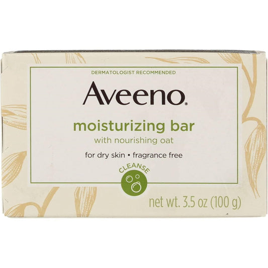 Aveeno Moisturizing Bar with Natural Colloidal Oatmeal for Dry Skin, Fragrance Free, 3 Oz (Pack of 5)