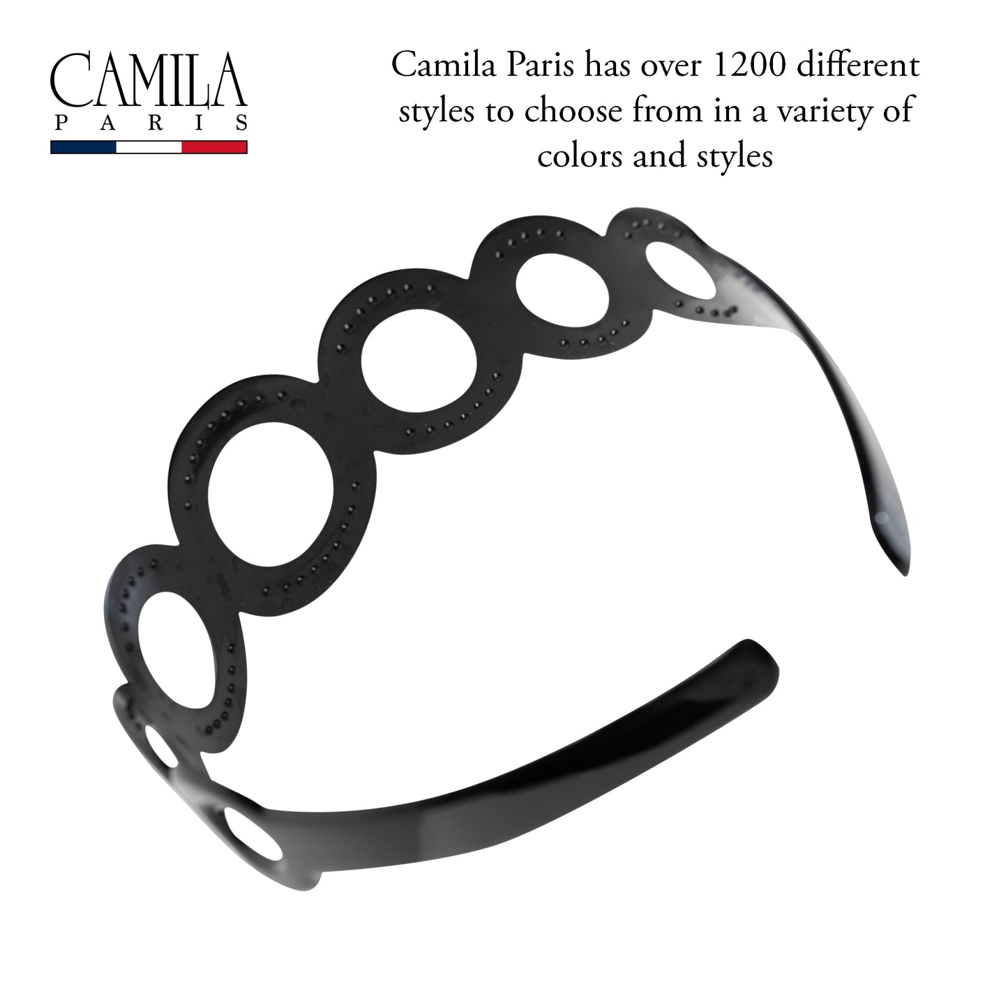 Camila Paris CP3296 French Headband for Women, Strong Hold Grip Women's Hair Band, Very Flexible, No Slip and Durable Styling Girls Hair Accessories, Made in France with Cellulose