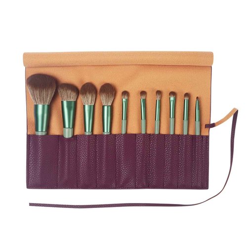 Bird&Fish Makeup Brush Case Travel, makeup brush bag，silicone case roll up bag,Rolling Bag Storage Case PU Leather,Holder Organizer Brushes Pouch Cosmetic Bag for Travel (New Crimson)