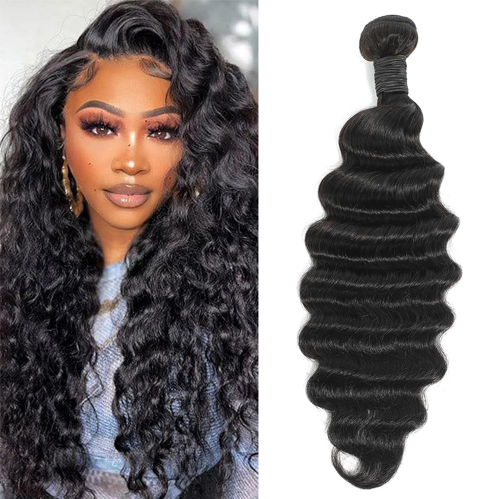 Loose Deep Wave Bundles Human Hair 24 Inch 12A Grade Brazilian Loose Deep Curly Bundles Human Hair Bundles 100% Unprocessed Virgin Hair Bundles For Black Women Natural Color