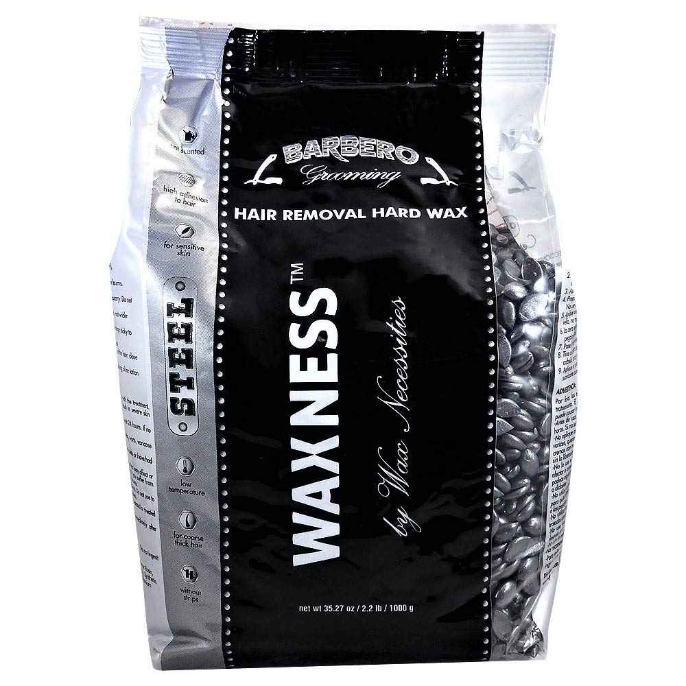 Wax Necessities Waxness Barbero Grooming Depilatory Hard Wax Steel for Men 2.2 Pound