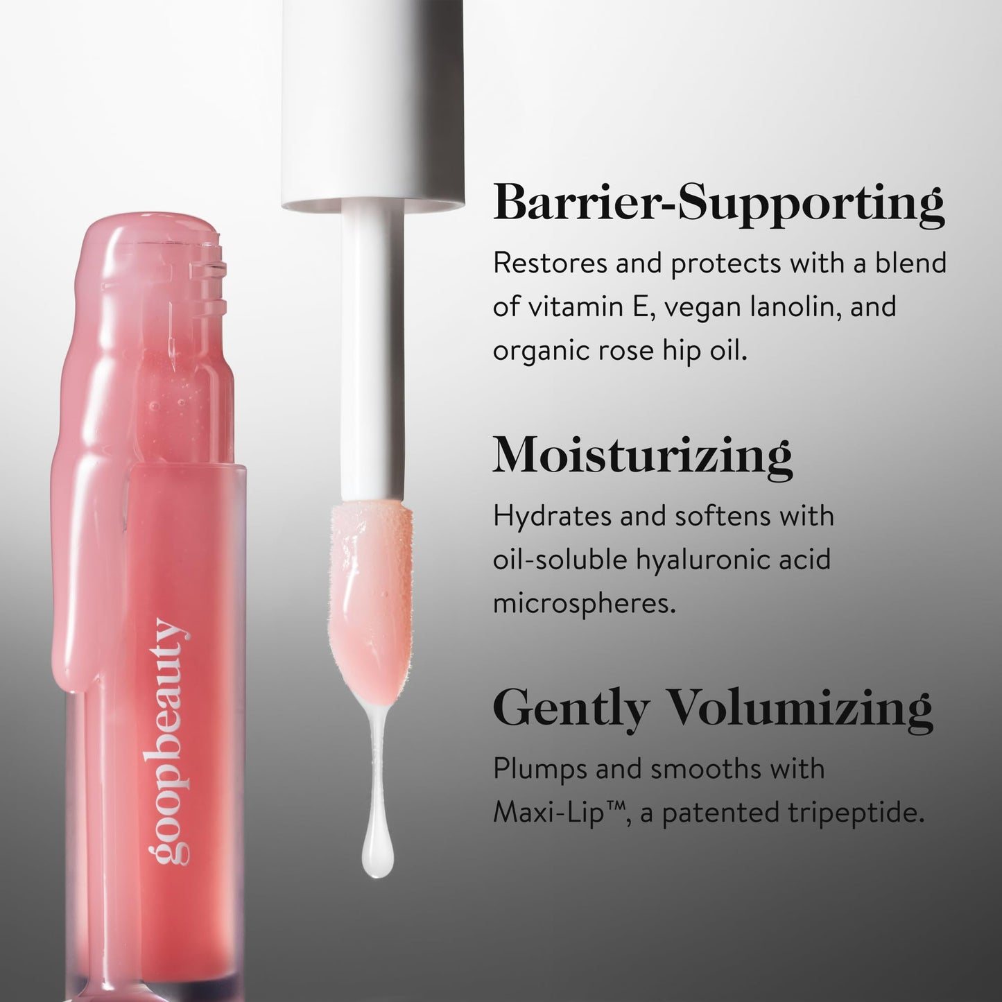 goop Beauty Hydra-Barrier Gel Gloss | Hydrating Lip Gloss to Moisturize & Plump Lips | Hyaluronic Acid & Vitamin E | Spice - Sheer Cocoa | 0.13 oz