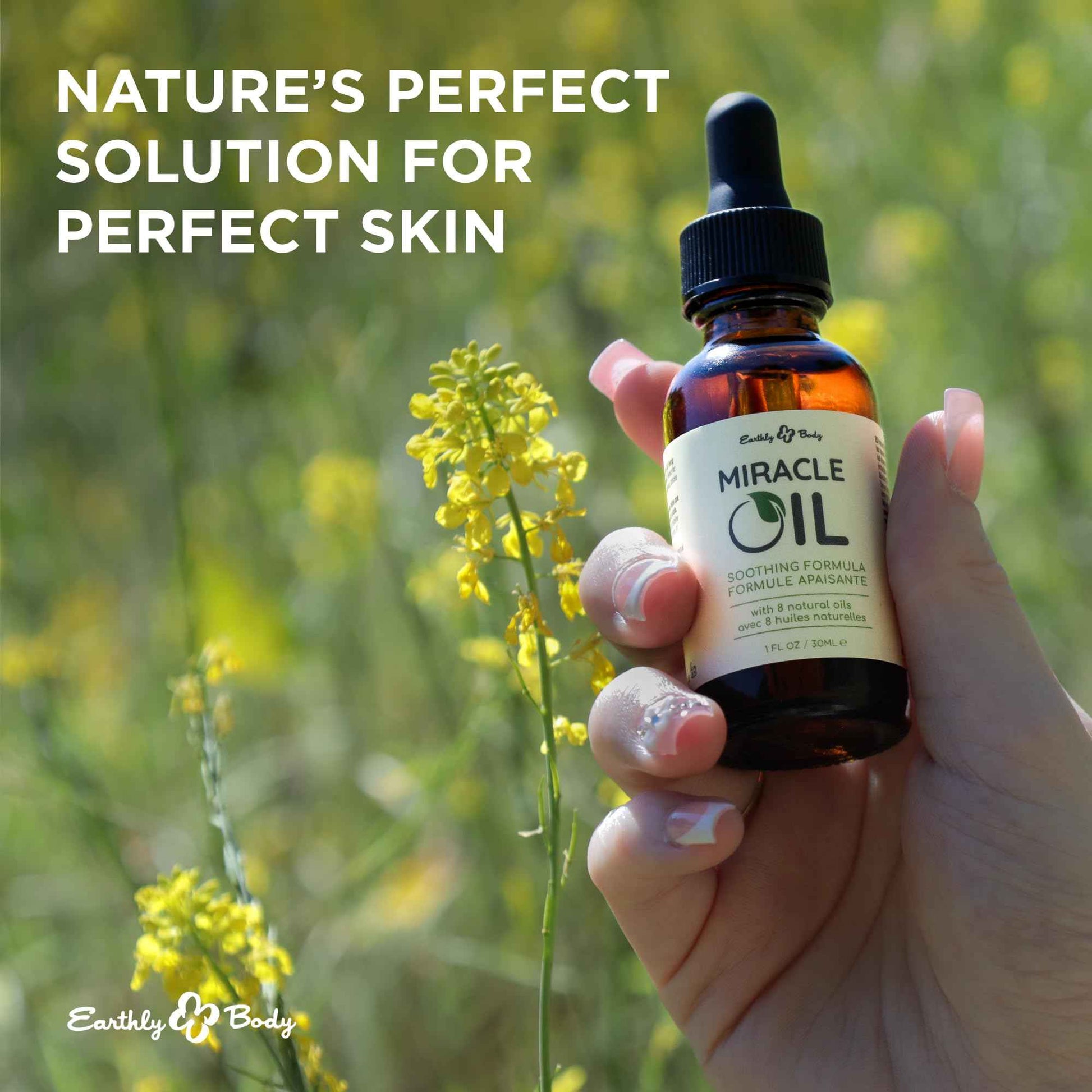 Earthly Body Miracle Oil, 1 fl. oz. - 2 Pack - 100% Natural Tea Tree Oil, Hemp Seed Oil & Vitamin E - Moisturizer, Calms Skin Irritations, Helps Smooth Wrinkles - Gluten Free, 100% Vegan
