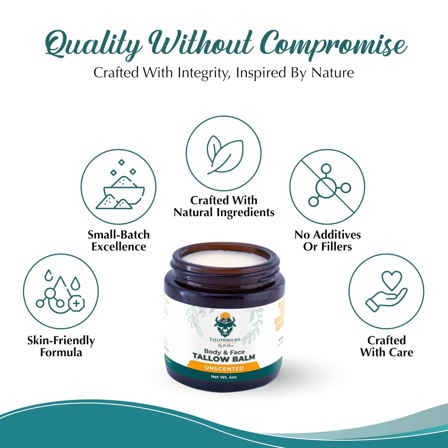 Tallowbourn Grass Fed Beef Tallow Balm for Face and Body with Shea Butter, Organic Jojoba Oil, Honey, and Beeswax – Beef Tallow for Skin – Unscented Balm – 4 oz