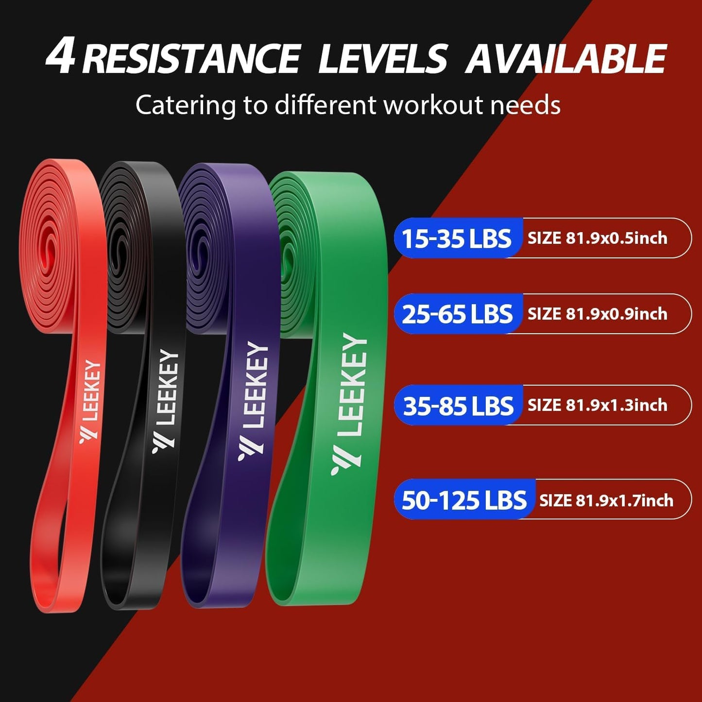 LEEKEY Resistance Bands, Exercise Bands Pull Up Assist Bands - Workout Bands Set - Mobility Band Powerlifting Bands for Men and Women Fitness Training, Physical Therapy,Home Workouts