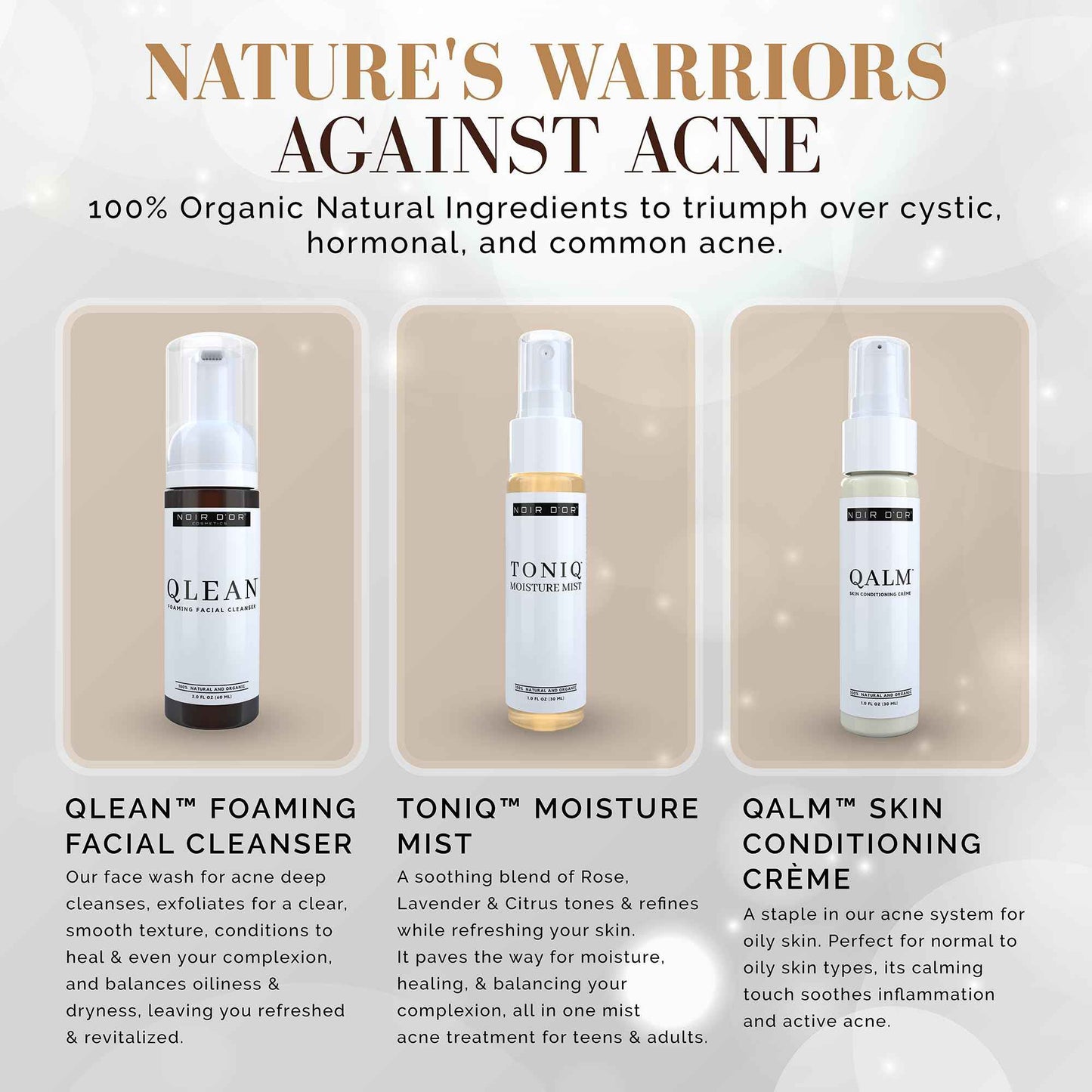 Noir D'or Acne Scar Treatment, Hyperpigmentation Treatment for Face, Normal to Oily Acne Skincare | Three Step Scar Repair Set for Acne Scars and Dark Spot Remover | Breakout Acne Treatment for Scars