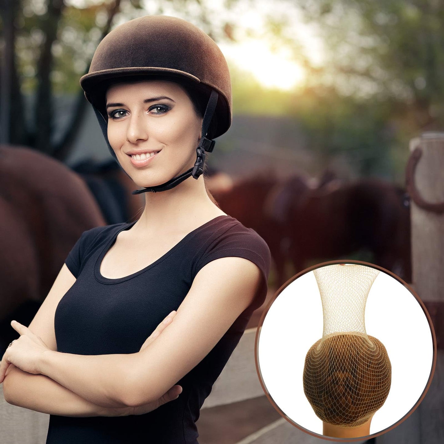 Yuxung 4 Pieces Women Ride Hair Net No Knot Hair Net Equestrian Hair Net Hair Cap Weaving Caps Wig Caps for Long and Short Hair (Blonde)