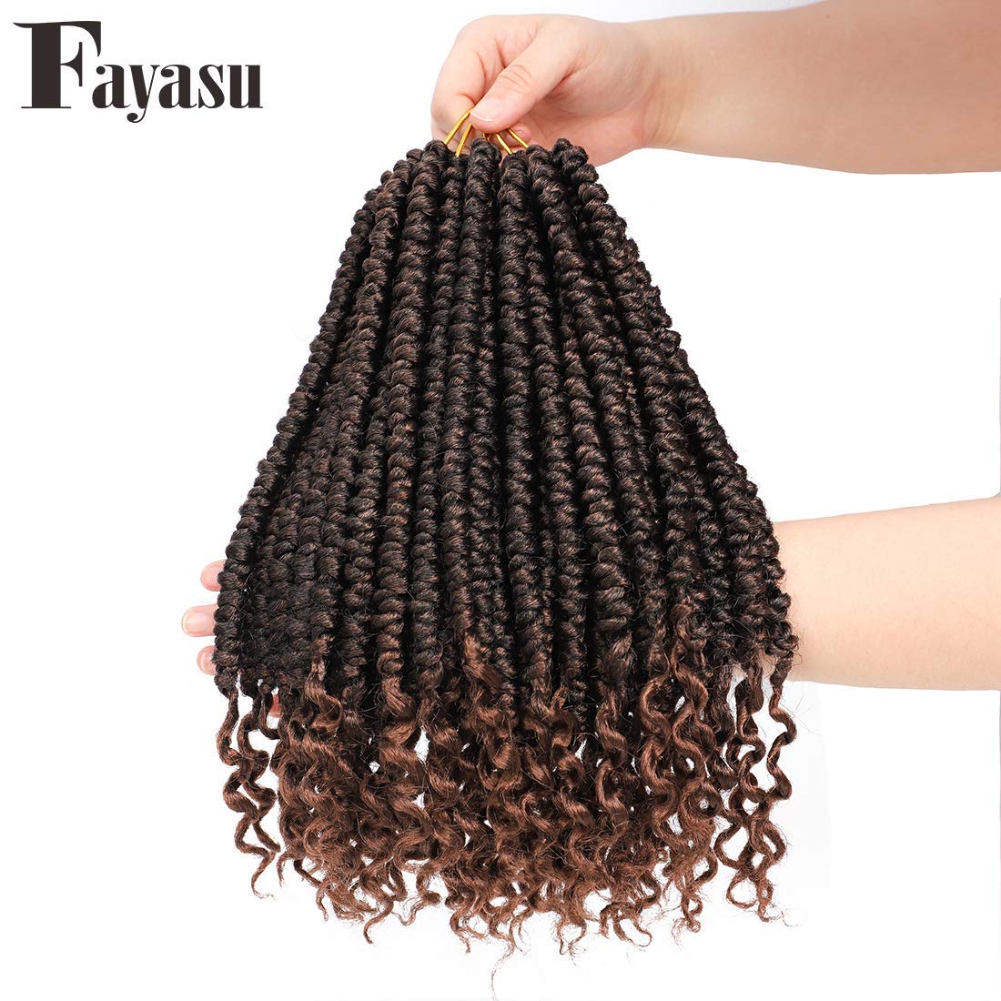 Fayasu Spring Senegalese Twist Crochet Braids Curly End Crochet Hair Passion Twist Hair Extension For Black Women 9 Pieces T30