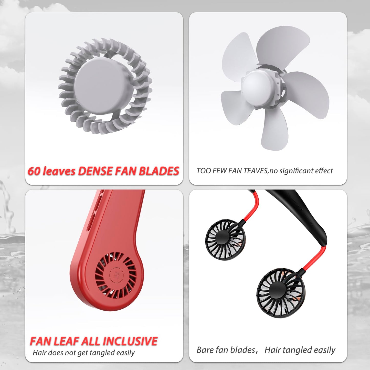 UseeShine Portable Neck Fan. bladeless neck fan,for Indoor Outdoor Travelling,USB Rechargeable Personal Fan,Rechargeable, Headphone Design,3 Speeds Operated Adjustable,neck fans for women men