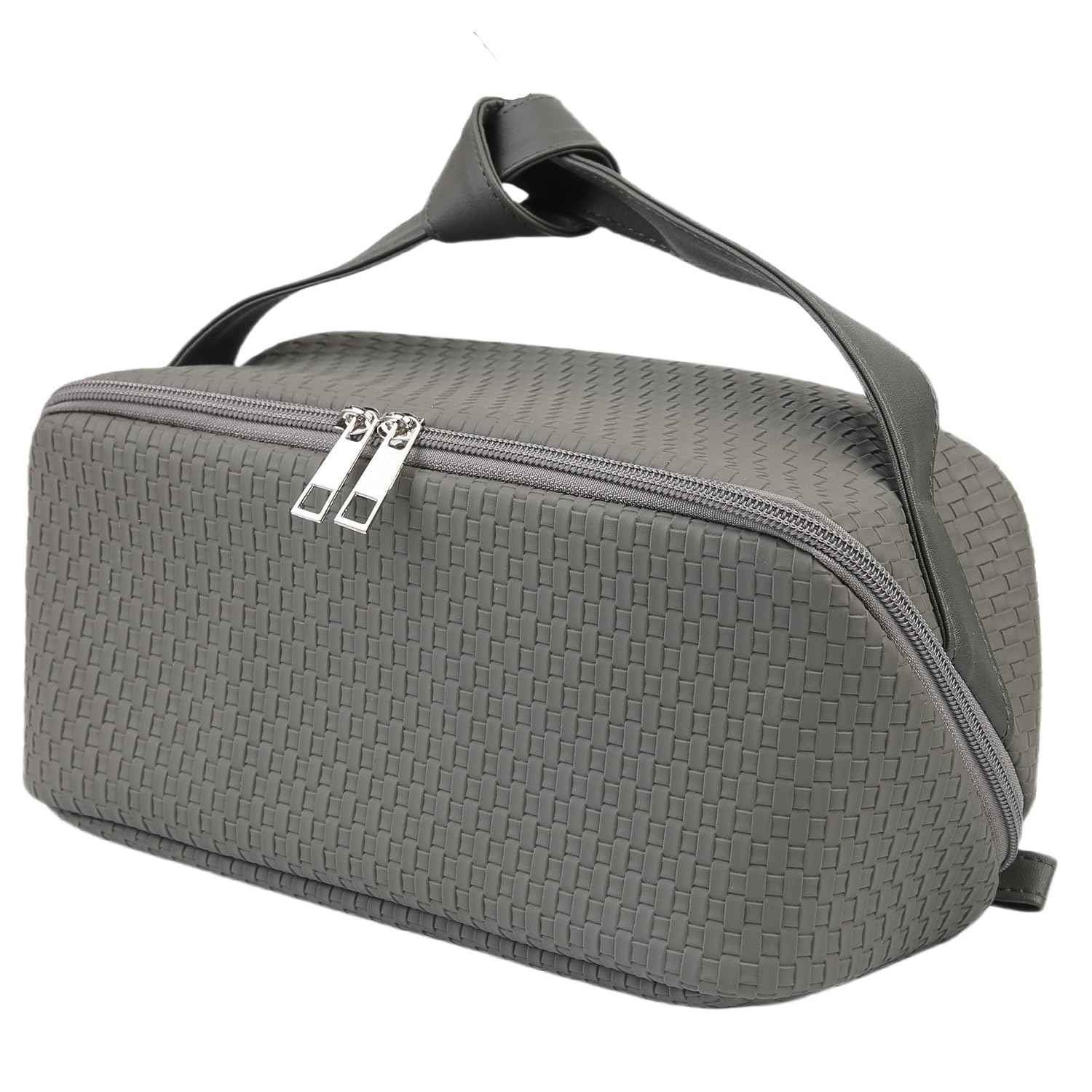 hhhouu Large PU Leather Makeup Bag with Handle, Travel Cosmetic Organizer Case, Waterproof Toiletry Bag, Portable Storage Pouch for Accessories and Brushes, Ideal Gift for Women HO-CB01