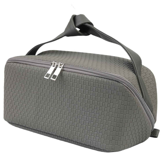 hhhouu Large PU Leather Makeup Bag with Handle, Travel Cosmetic Organizer Case, Waterproof Toiletry Bag, Portable Storage Pouch for Accessories and Brushes, Ideal Gift for Women HO-CB01