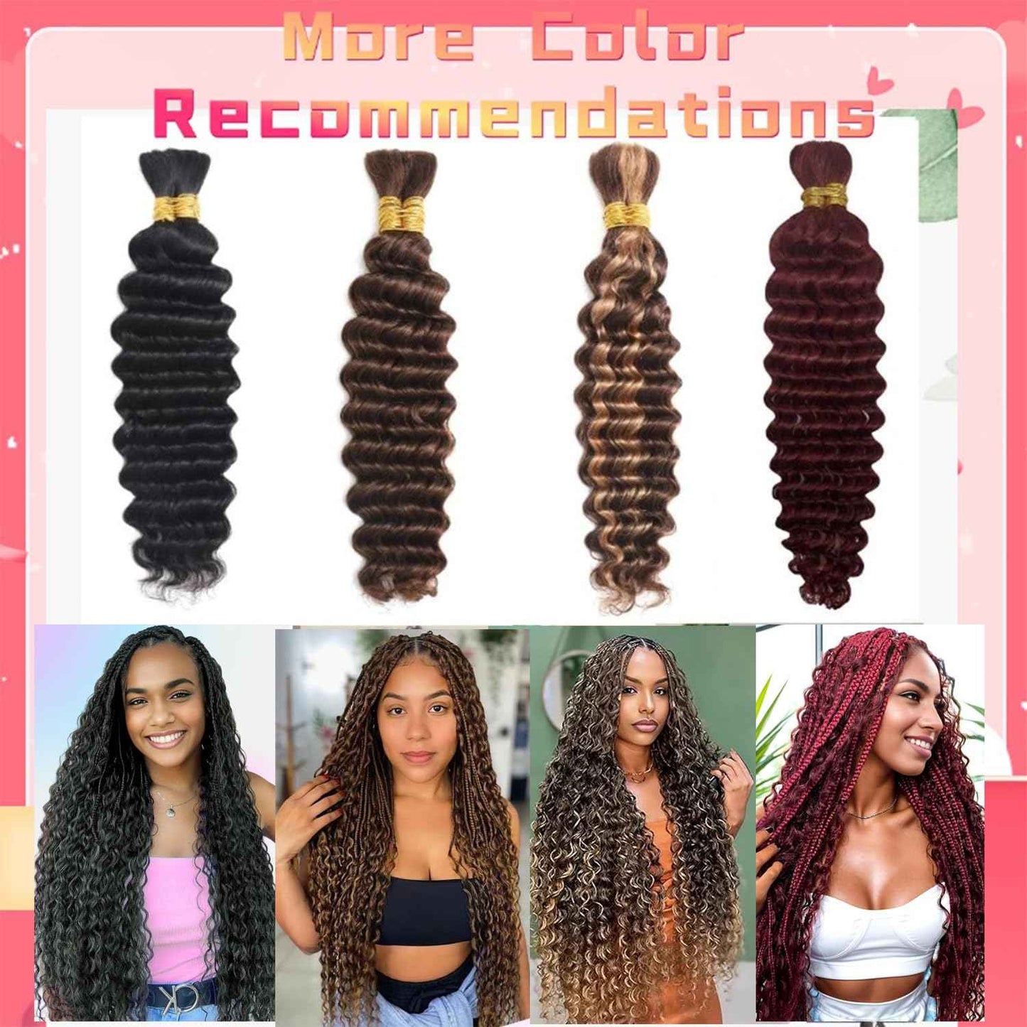 99J Burgundy Human Braiding Hair For Boho Braids 100g Deep Wave Bulk Human Hair for Braiding 12A No Weft Curly Human Hair Extensions Wet and Wavy Boho Hair for Braiding (99J-Deep Wave, 20 Inch)