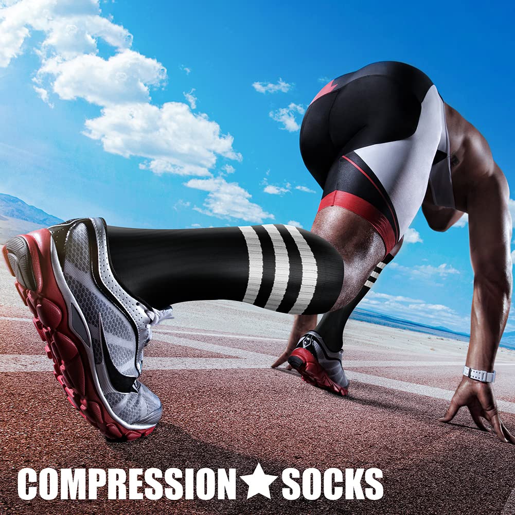 CHARMKING Compression Socks for Women & Men Circulation (3 Pairs) 15-20 mmHg is Best Athletic for Running, Flight Travel, Support, Cycling, Pregnant - Boost Performance, Durability (S/M, Multi 50)