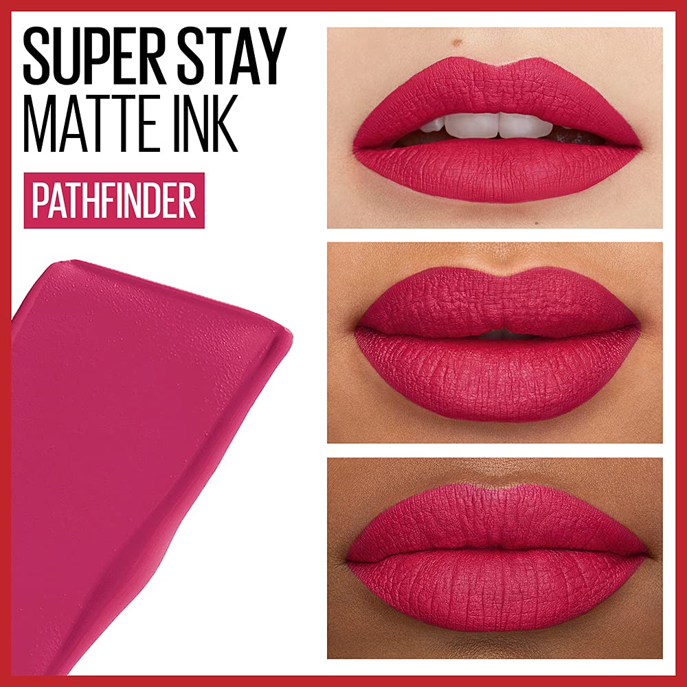 Maybelline Super Stay Matte Ink Liquid Lipstick Makeup, Long Lasting High Impact Color, Up to 16H Wear, Pathfinder, Berry Pink, 1 Count