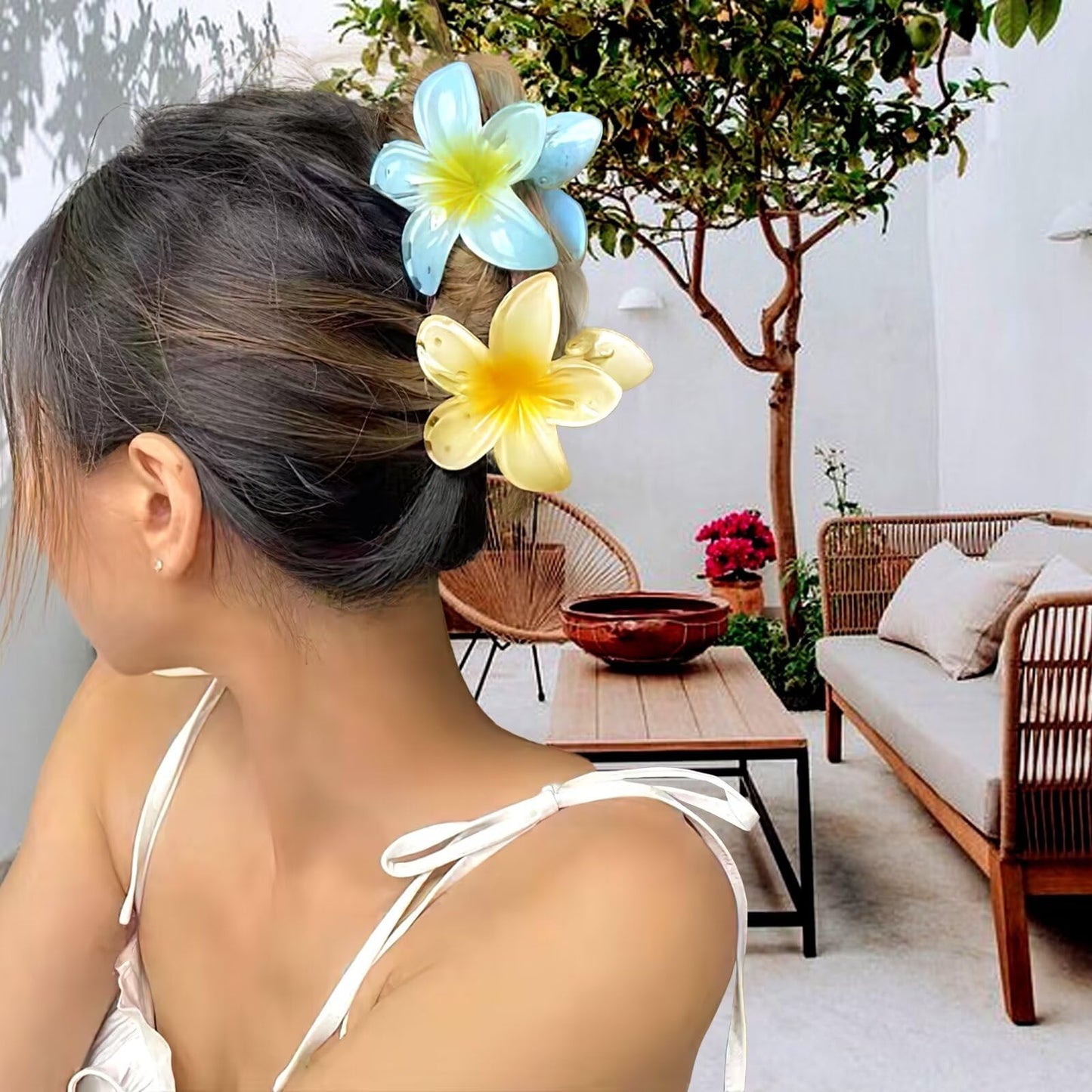 GQLV Large Nonslip Flower Hair Claws - 4PCS Strong Hold Clips for Thick Hair, Hawaiian Banana Clips for Thin Hair, Cute Hair Accessories for Women