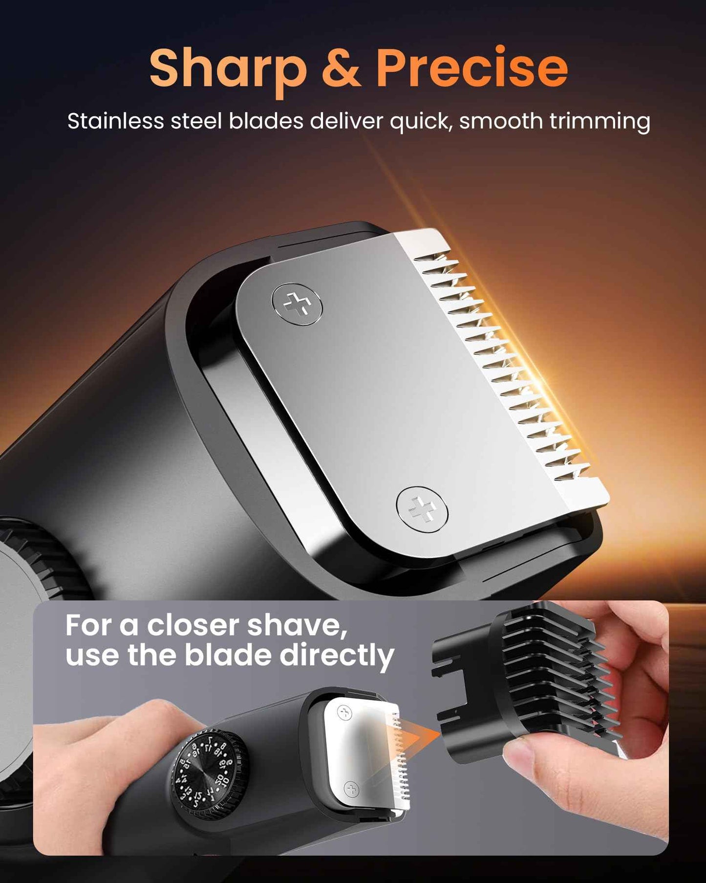 kurtmark Vacuum Beard Trimmer for Men, Rechargeable Electric Mens Beard Trimmer with Adjustable Length Comb (1-20mm), Cordless Mustache Trimmer for Men with Built-in Vacuum for Facial, Sideburns