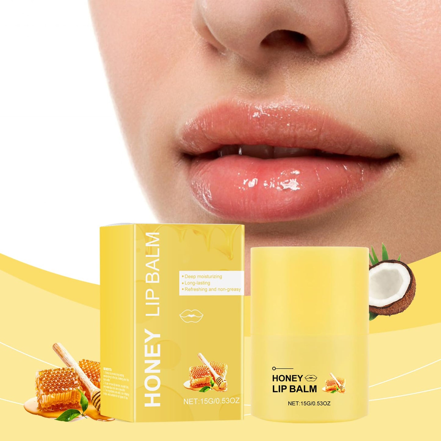 Generic Honey Bee Lip Balm, Propolis Moisturizing Lip Butter Mask Hydrating Overnight Lip Balm