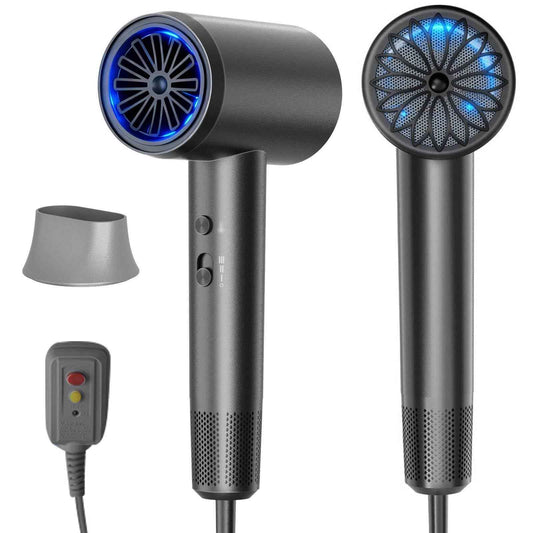 Hair Dryer, 3 Min Fast Drying-110000 RPM Professional High Speed Blow Dryer 200 Millions Negative Ionic Care Hair Dryer, Low Noise Thermo-Control Hairdryer, Travel with Secure Lock Nozzle (Black)