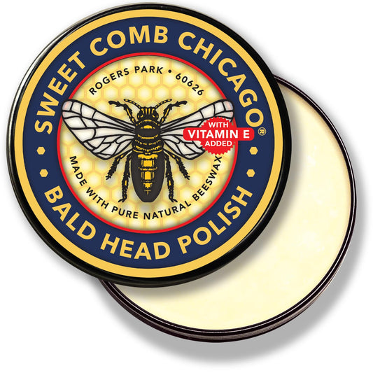 Sweet Comb Chicago Bald Head Polish: Mens Aftershave Polish for Men, Waterproof Moisturizer for Bald Heads, Great for Father's Day, Christmas, Holiday, (2.0 oz) Travel Size