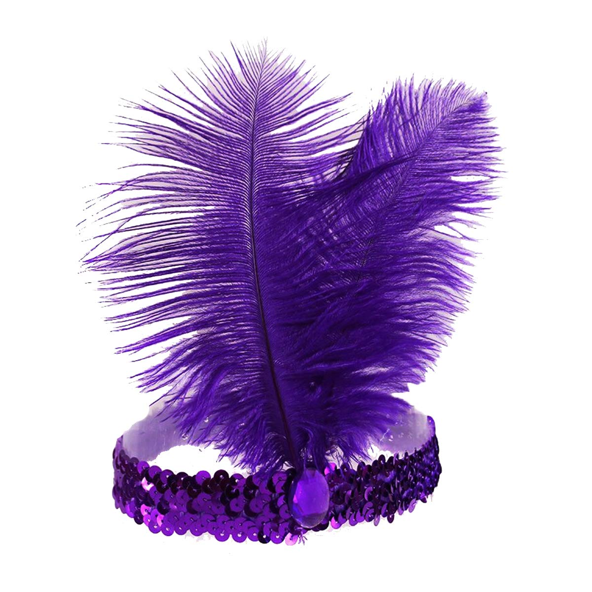 Mrotrida Sequins Feather Headpiece Headband 1920s Carnival Party Headwear for Women Grils