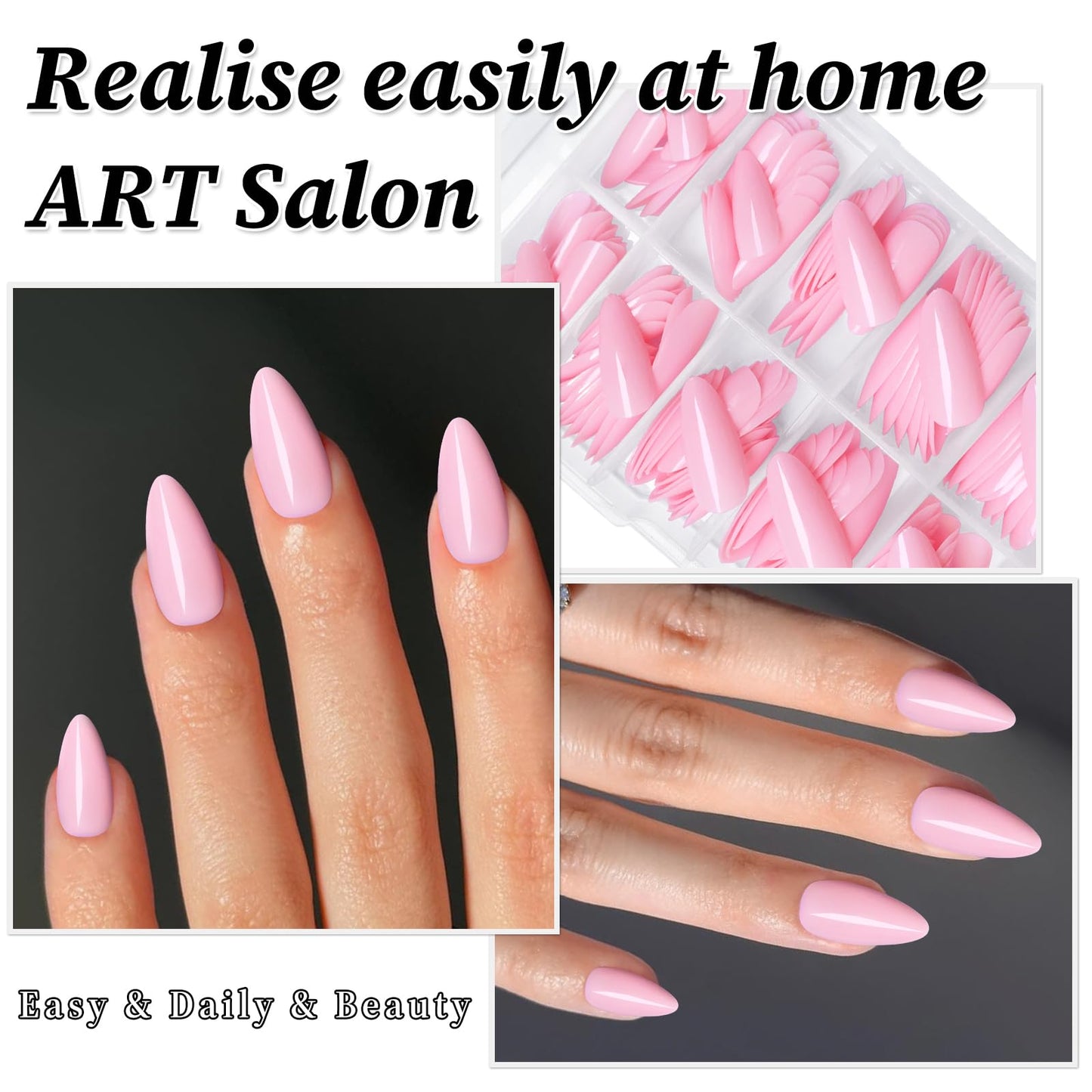 Lifextol 240PC Light Pink Almond Press on Nails Medium Fake Nails Press ons,False Acrylic Nails Press on Nails Almond Glue on Nails Artificial Nail Tips Fingernail Stick on Nails with Glue&Sticky Tab