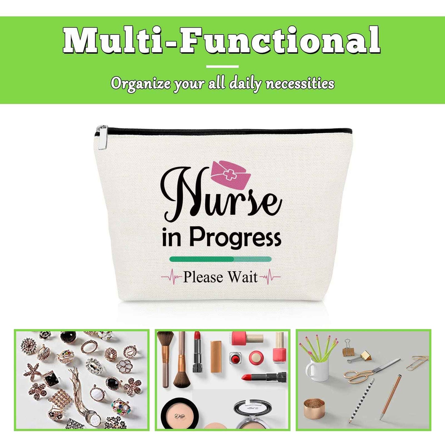 Nurse Inspirational Gifts Nursing Makeup Bags Nurse in Training Gifts for Women Future NP Coworker Encouragement Cosmetic Bag for Nursing Student Daughter Friend Graduation Birthday Travel Pouch