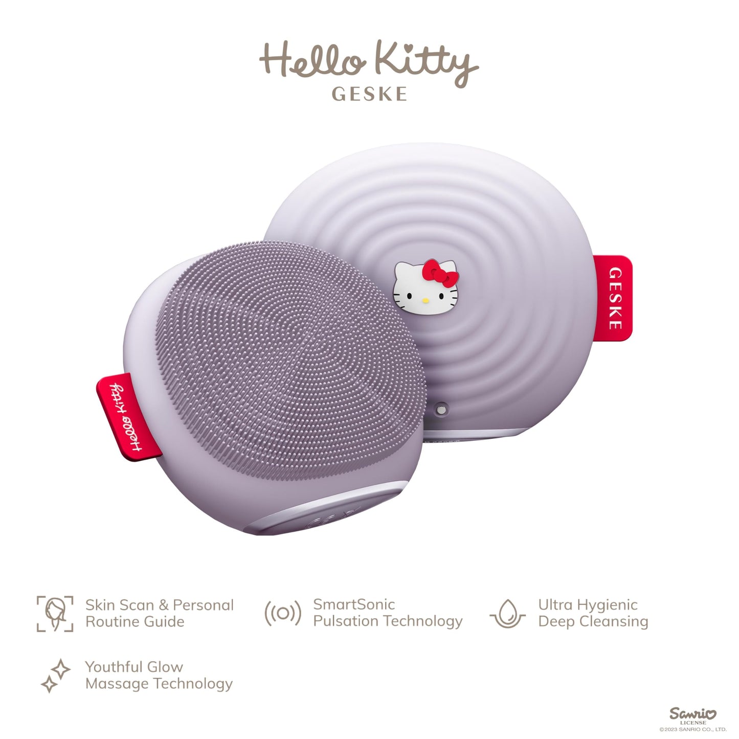 GESKE x Hello Kitty SmartAppGuided™ Sonic Facial Brush | 4 in 1 | Electric Facial Cleansing Brush | Skin Cleansing Brush | Facial Brush | Daily Skincare Routine| Facial Massager & Skin Care