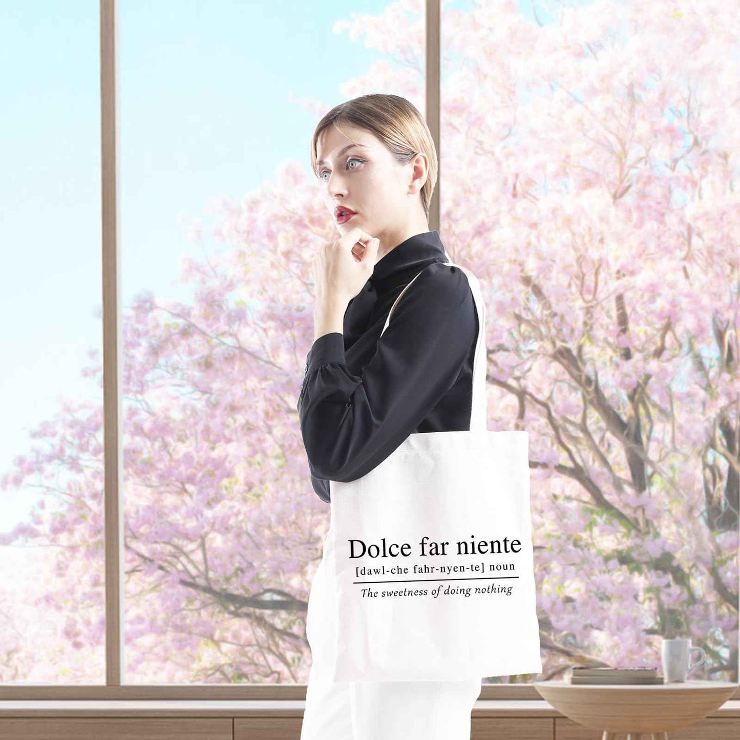 GJTIM Italian Themed Sweet Doing Nothing Quote Dolce Far Niente Italy Lover Gift Zipper Pouch Travel Bag Tote