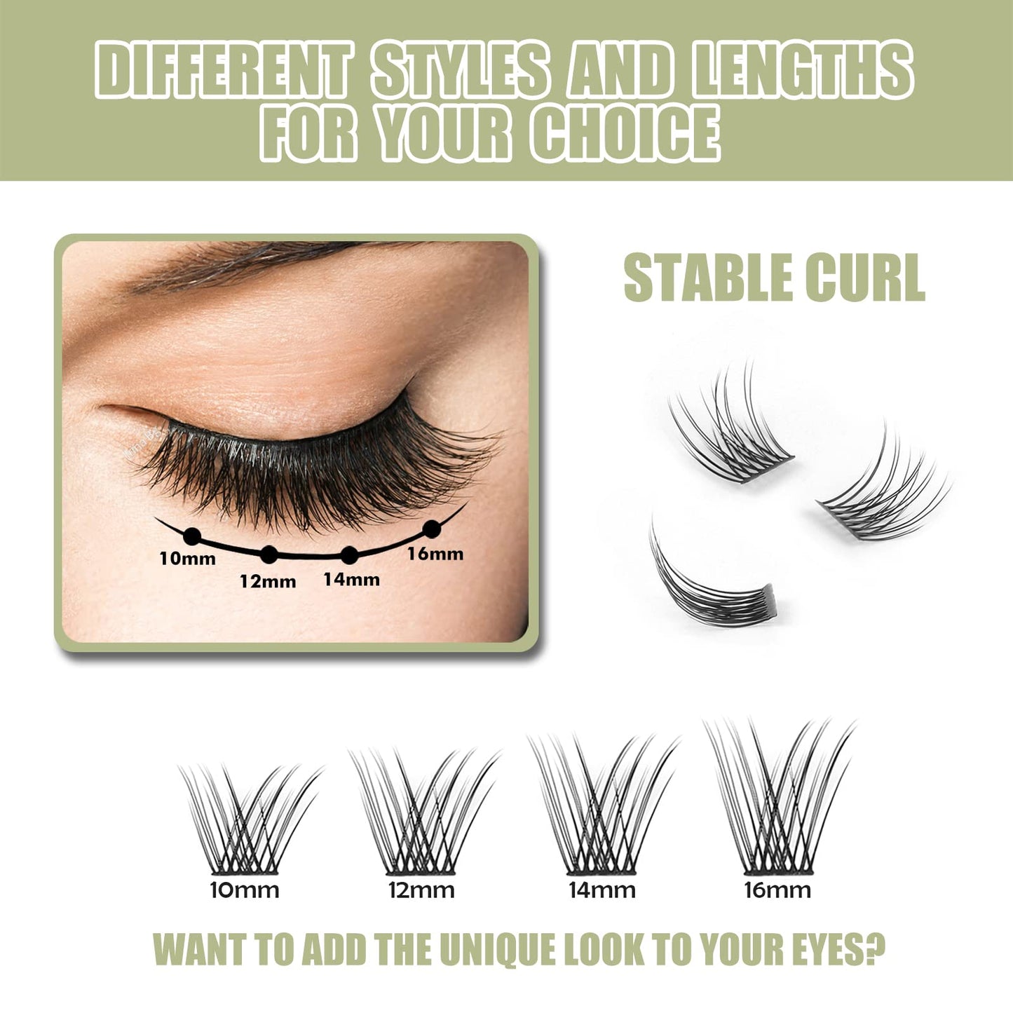 DIY Eyelash Extension, Glue Bonded Band Individual Lash 12 Clusters Natural Lashes Set, Home Eyelash Extension, C curl Lashes Pack (14MM-Natural)