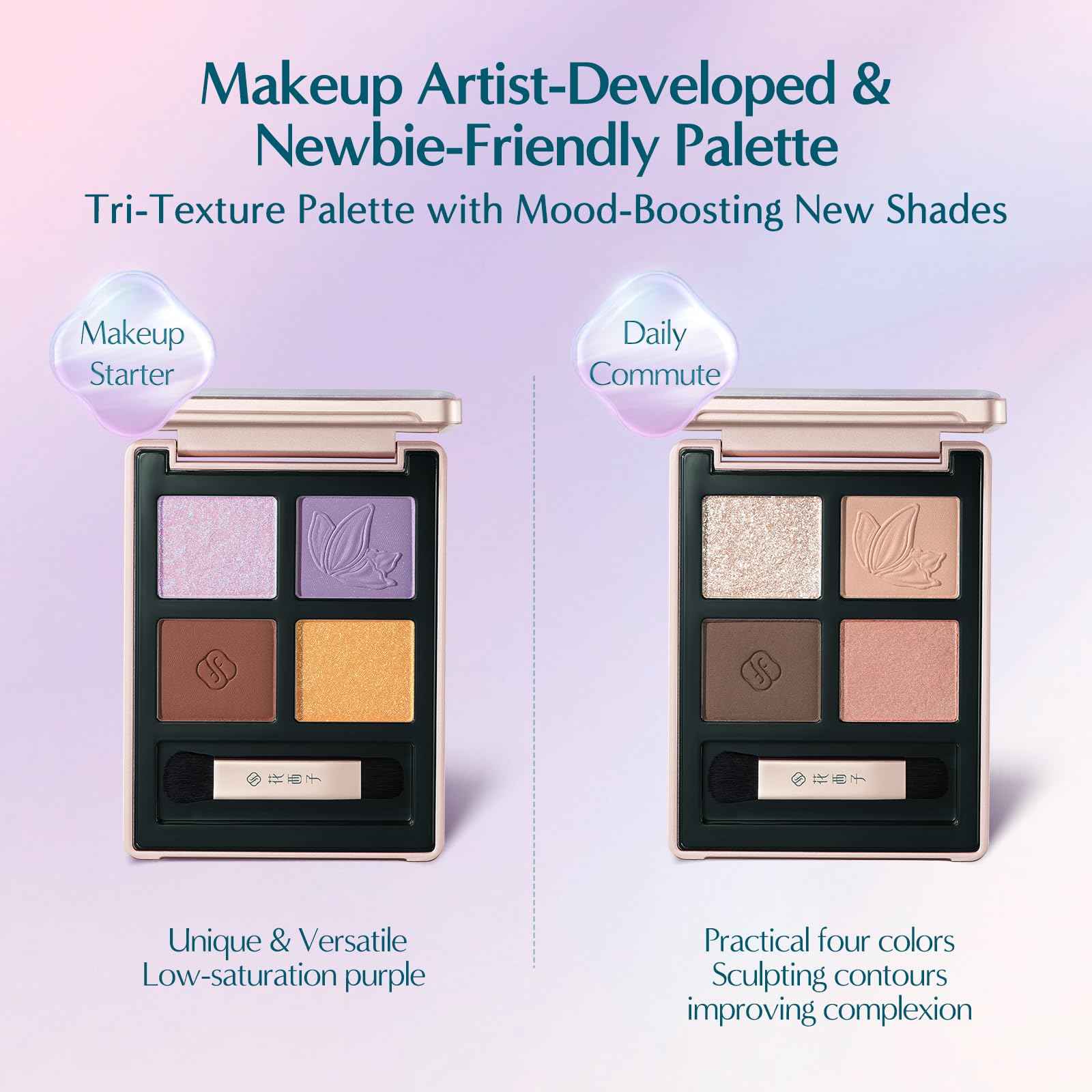 FLORASIS Butterfly Glitter Quad Eyeshadow Palette (01 Iris Twilight, 1 Count)